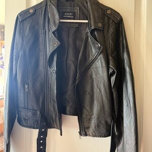 Ashley By 26 International Women's Black Vegan Leather Jacket NWOT Las Angeles